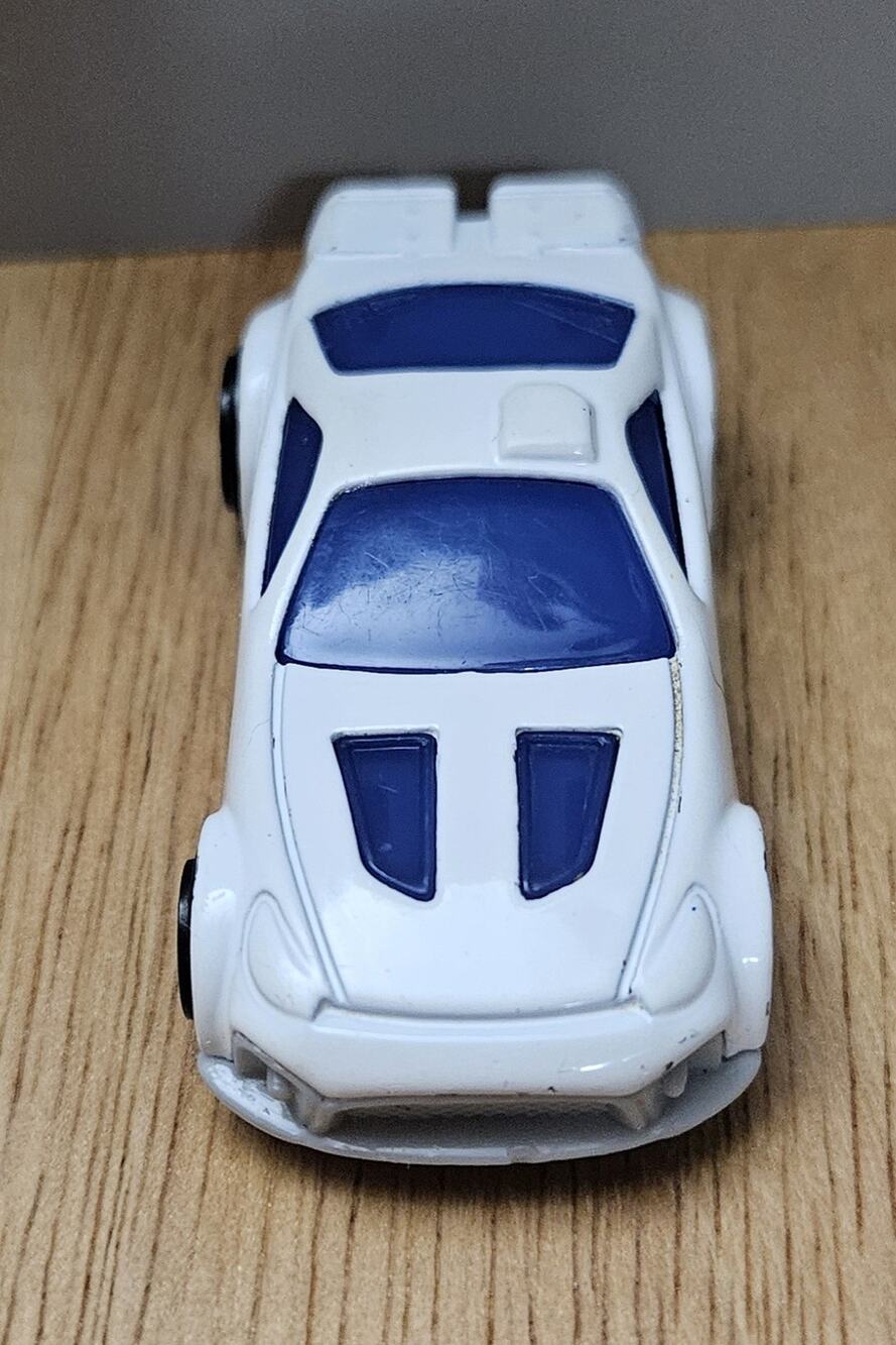 2012 Hot Wheel Made For McDonald's White Car Blue Windows 1/64 Scale Diecast